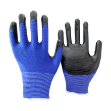 NMSAFETY EN 388 nylon azul marinho preto Nitrile luvas de segurança / estilo U3 luvas de boa qualidade